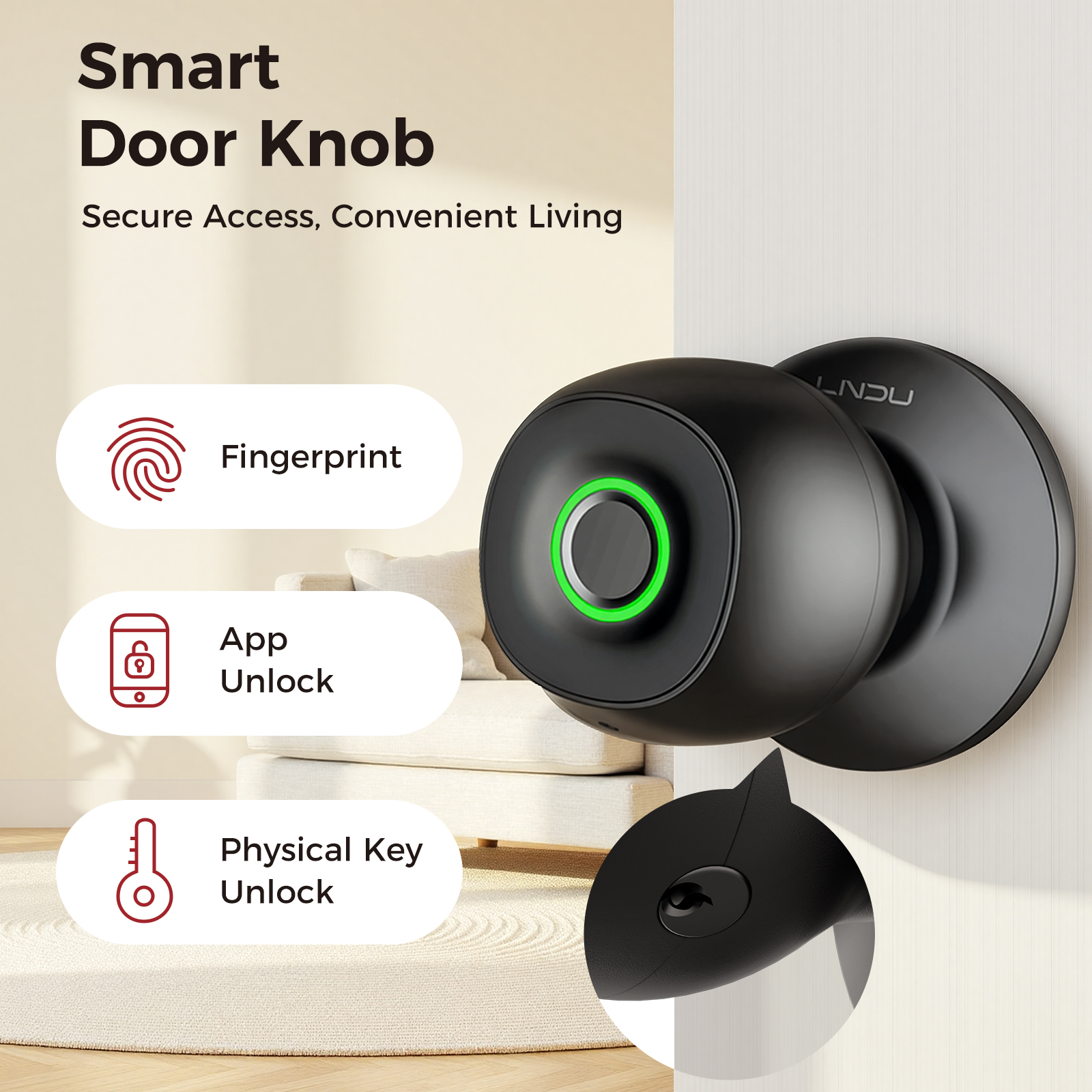 Fingerprint Door Lock Smart Ke - Door Knob Replacement reseña y precio